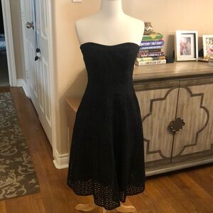 WHBM strapless eyelet black dress